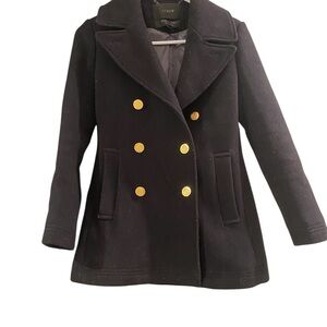 J. Crew Wool Black Pea Coat with Gold Buttons-Stadium Cloth